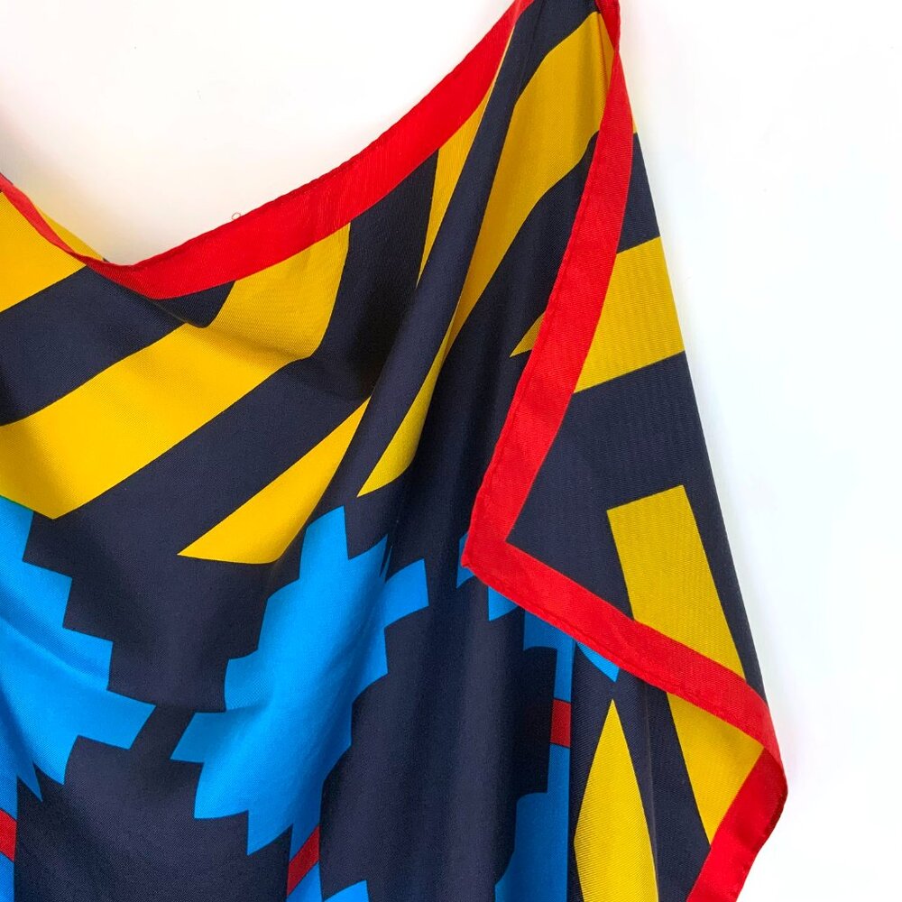 Vintage 70s - 80s Perry Ellis Silk Scarf Bold Geometric Design 34" - Picture 8 of 16